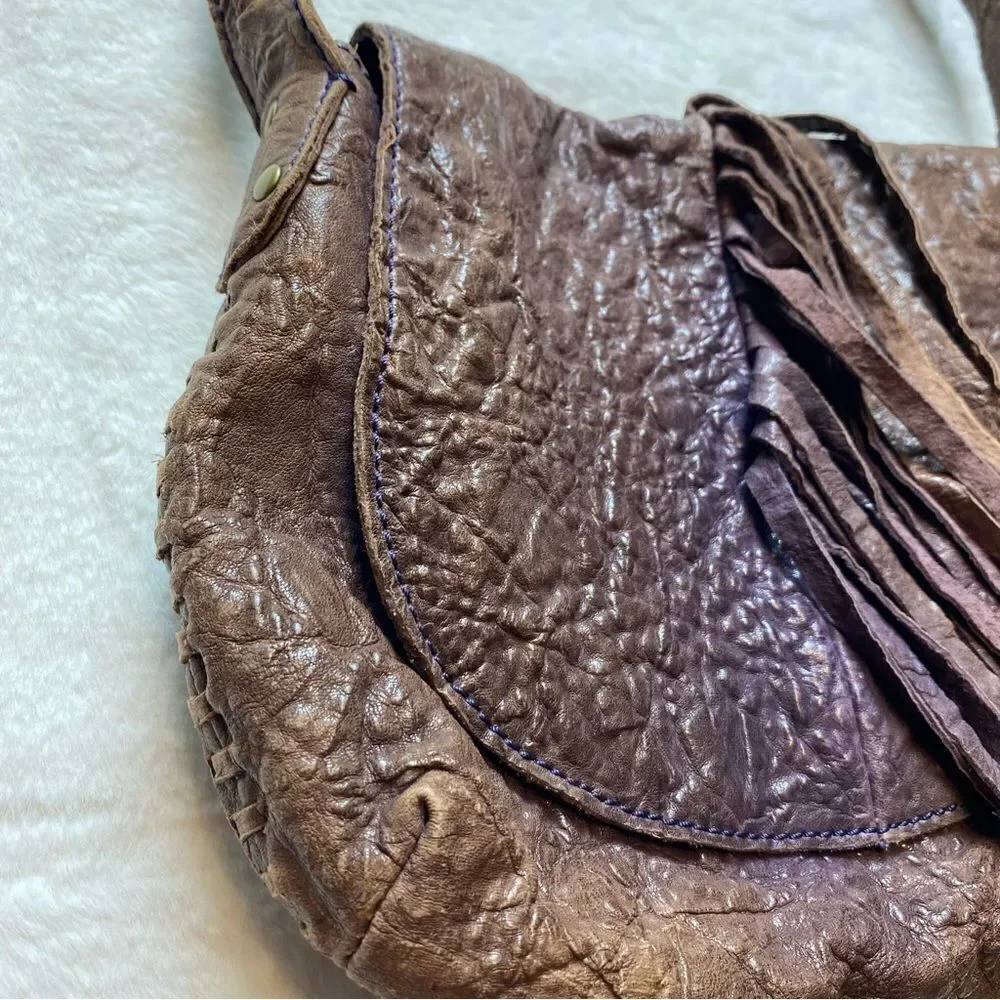 Camila Alcestis MUXO Leather Fringe Front Boho Saddle Bag Style Purse